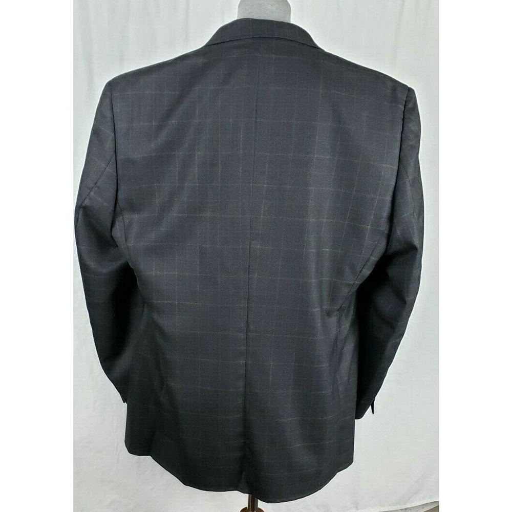 Pronto Uomo Sport Coat Gray Windowpane Check Jacket Mens 43R 100% Wool - Picture 3 of 10